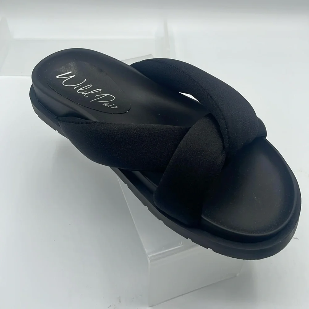 Wild Pair Beck Neon Black Women's slide Sandals NEW  SZ: 5